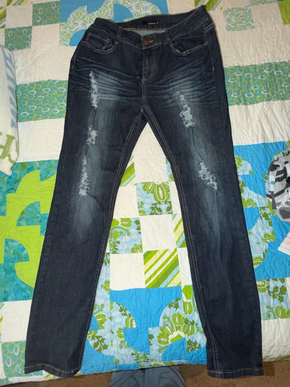 Mind Code Dark Blue Denim Jeans with Copper Button